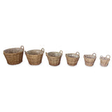Classic Kubu Grey Round Planter Baskets set of 6, lined (largest W 50 x H 39cm)