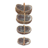 Country Kubu Grey Handled Planter Baskets rug Style set of 4, lined (largest W 70 x H 46cm)