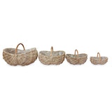 Country Kubu Grey Handled Planter Baskets rug Style set of 4, lined (largest W 70 x H 46cm)