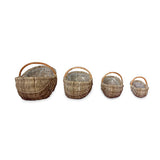 Country Kubu Grey Handled Planter Baskets rug Style set of 4, lined (largest W 70 x H 46cm)
