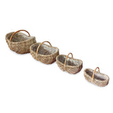 Country Kubu Grey Handled Planter Baskets rug Style set of 4, lined (largest W 70 x H 46cm)