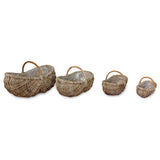 Country Kubu Grey Handled Planter Baskets rug Style set of 4, lined (largest W 70 x H 46cm)
