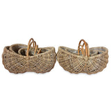 Country Kubu Grey Handled Planter Baskets rug Style set of 4, lined (largest W 70 x H 46cm)