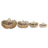 Country Kubu Grey Handled Planter Baskets rug Style set of 4, lined (largest W 70 x H 46cm)