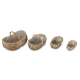 Country Kubu Grey Handled Planter Baskets rug Style set of 4, lined (largest W 70 x H 46cm)