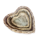 Heart Shaped Kubu Grey Planter Baskets set of 3, lined (largest 50x50x15