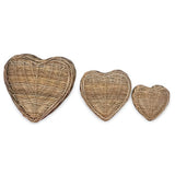 Heart Shaped Kubu Grey Planter Baskets set of 3, lined (largest 50x50x15