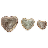 Heart Shaped Kubu Grey Planter Baskets set of 3, lined (largest 50x50x15