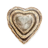 Heart Shaped Kubu Grey Planter Baskets set of 3, lined (largest 50x50x15
