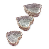 Heart Shaped Kubu Grey Planter Baskets set of 3, lined (largest 50x50x15