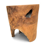 Teak Round Solid Block Lamp Table 40x40cm