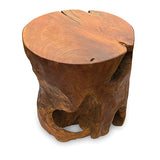 Teak Round Solid Block Lamp Table 40x40cm