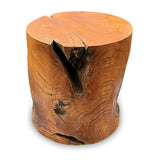 Teak Round Solid Block Lamp Table 40x40cm