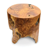 Teak Round Solid Block Lamp Table 40x40cm