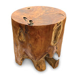 Teak Round Solid Block Lamp Table 40x40cm